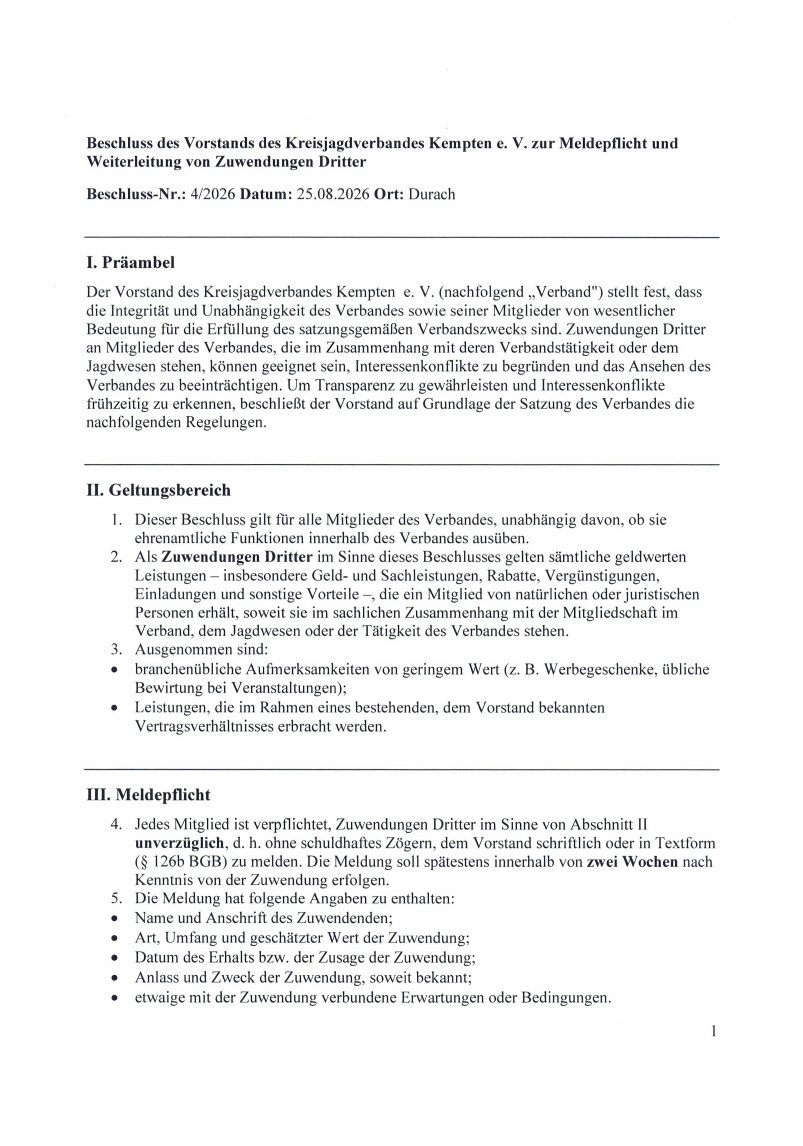 Vorschau der ersten Seite des Beschlusses